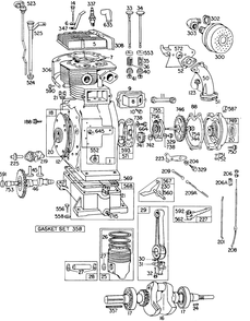 Cyl, Piston, Muffler, Crnkcse Diagram and Parts List for 325431-0125-XX  Briggs and Stratton Engine